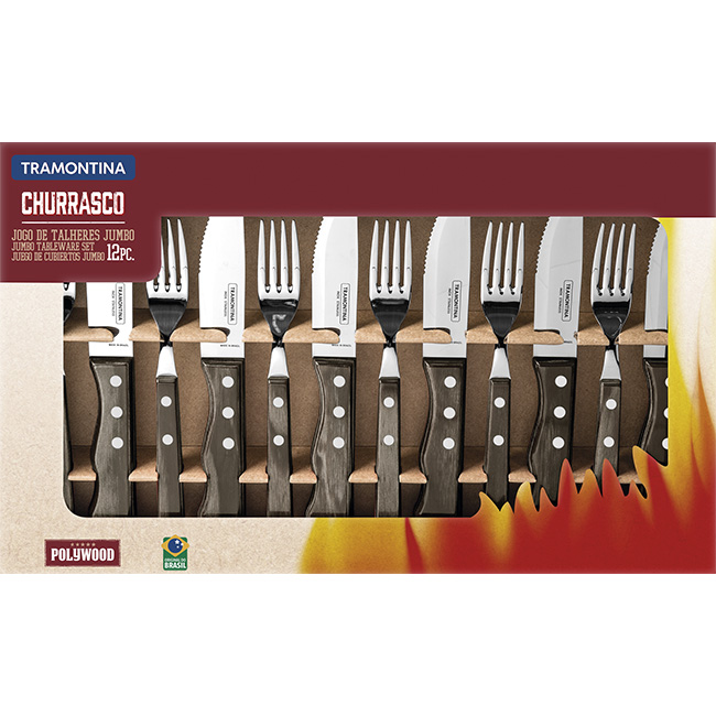 Tramontina CHURRASCO - Couteaux à Steak Jumbo, Lot de 2, 1 kit