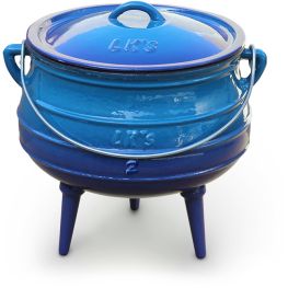 LK's Enamelled Cast Iron Potjie Pot, Blue