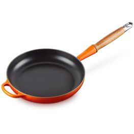 Signature Enamelled Cast Iron Frying Pan with Wooden Handle, 24cm