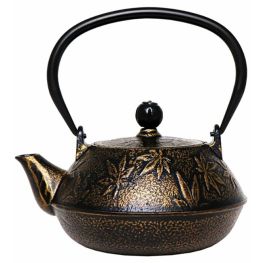 Cast Iron Tetsubin Teapot With Infuser, Black And Gold Floral, 650ml