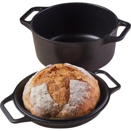 Seasoned Cast Iron Casserole with Reversible Grill Pan Lid, 5.7 Litre