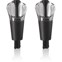 Black Wine Server And Stoppers, Set of 2