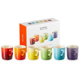 Rainbow Collection Cappuccino Mugs, Set Of 6