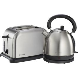 Brushed Stainless Steel Kettle & Toaster Breakfast Pack