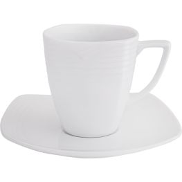 Arctic White Square Tall Cup & Saucer, 220ml