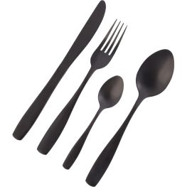 Bella Casa Matte Black Cutlery Set, 4pc