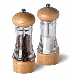 Cole & Mason Everyday Basics Beech & Acrylic Light Wood Salt & Pepper Mill Gift Set, 16c