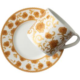 Jenna Clifford Mica Gold Cappucino Cup & Saucer, Set Of 2