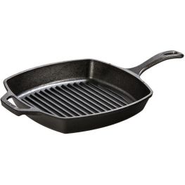 Lodge Seasoned Cast Iron Square Grill Pan With Helper Handle, 26cm