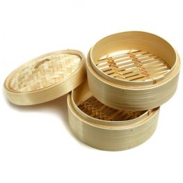 Oriental 2 Tier Bamboo Steamer With Lid
