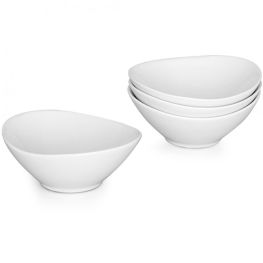 Eetrite Just White Oval Snack Bowls, Set Of 4