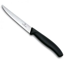 Swiss Classic Serrated Pointed Steak Knife, Black, 11cm