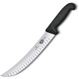 Fibrox Scimitar Curved Fluted Butcher's Knife, 25cm