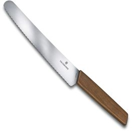 Swiss Modern Bread & Pastry Knife With Walnut Wood Handle, 22cm