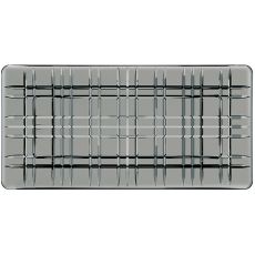 Square Rectangular Lead-Free Crystal Platter, Smoke, 28cm