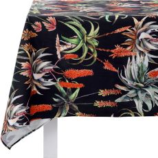 Botanica Aloe Black Square Tablecloth, 4 Seater