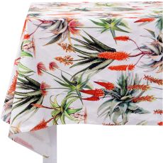Botanica Aloe White Square Tablecloth, 4 Seater
