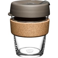 Barista Brew Cork Reusable Glass Coffee Cup, 350ml