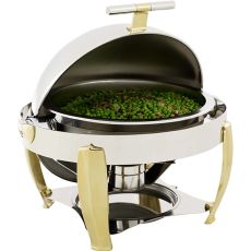 Global Deluxe Round Rolltop Chafing Dish, 6.8 Litre