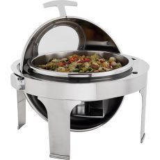 Global Round Roll Top Chafing Dish With Glass Lid, 6.8 Litre