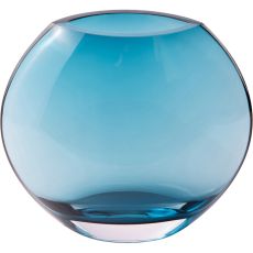 Krosno Turquoise Round Glass Vase, 21cm
