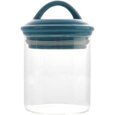 Glass Storage Jar With Blue Ceramic Lid