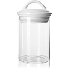 Glass Storage Jar With White Ceramic Lid