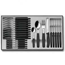 Swiss Classic Cutlery Set, Black, 24pc