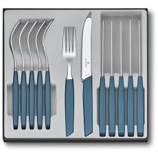 Swiss Modern Rounded Steak Knife & Fork Set, 12pc